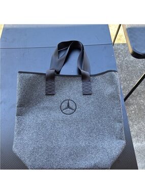 Mercedes Grey Felt Messenger Bag with Black Handles